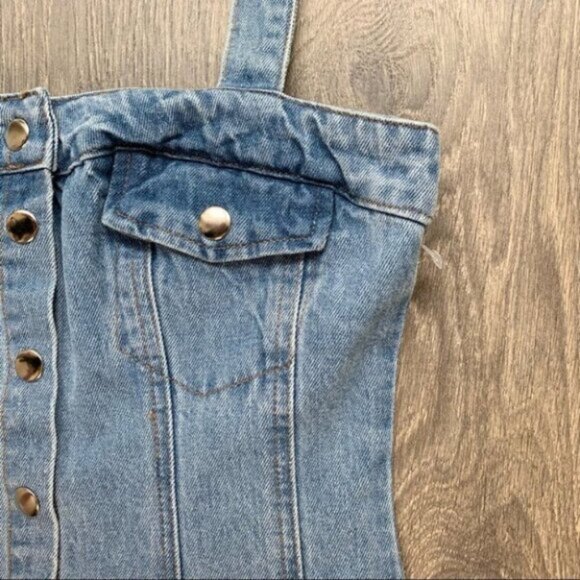 BDG Urban Outfitters Women’s Denim Mini Dress Snap Button Light wash Blue XS - Picture 10 of 16